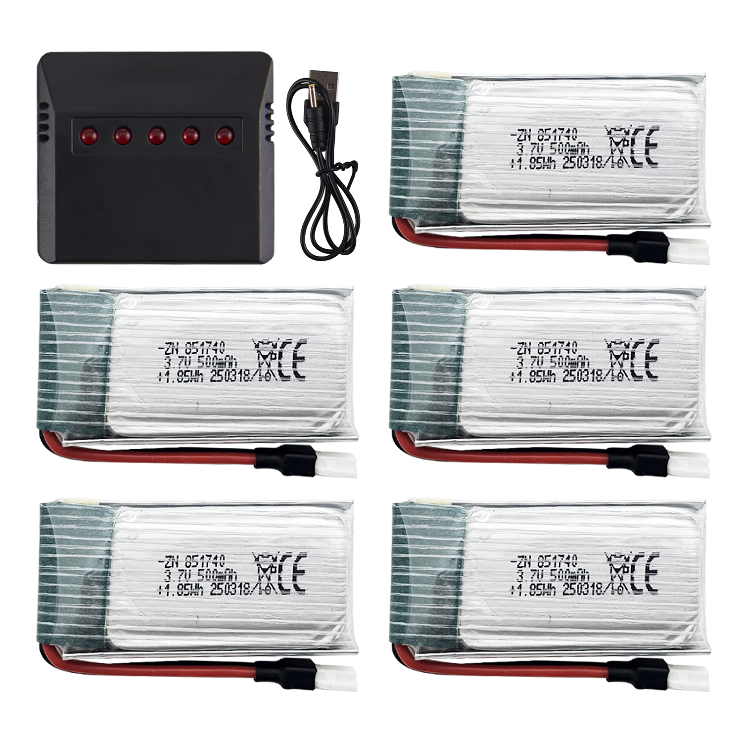 5Pcs 3.7V 500mAh LiPo Batterie – Drone Battery Charger Bewertung und Preis